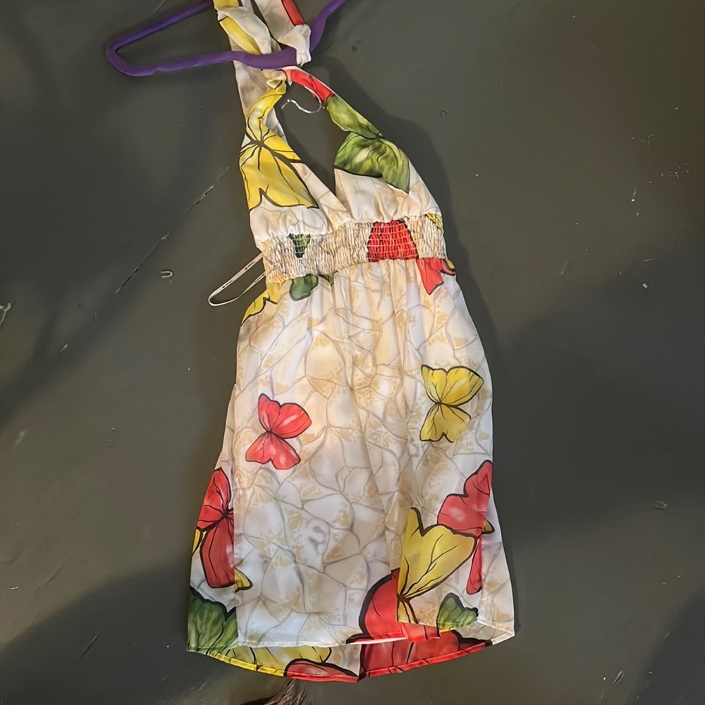 Halter top mini dress with butterflies